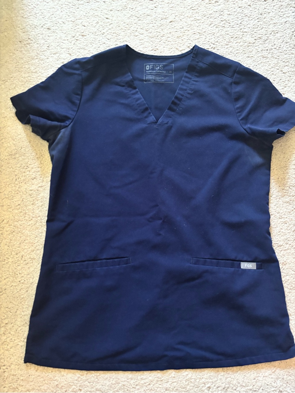 Figs Navy V-Neck Scrub Top
